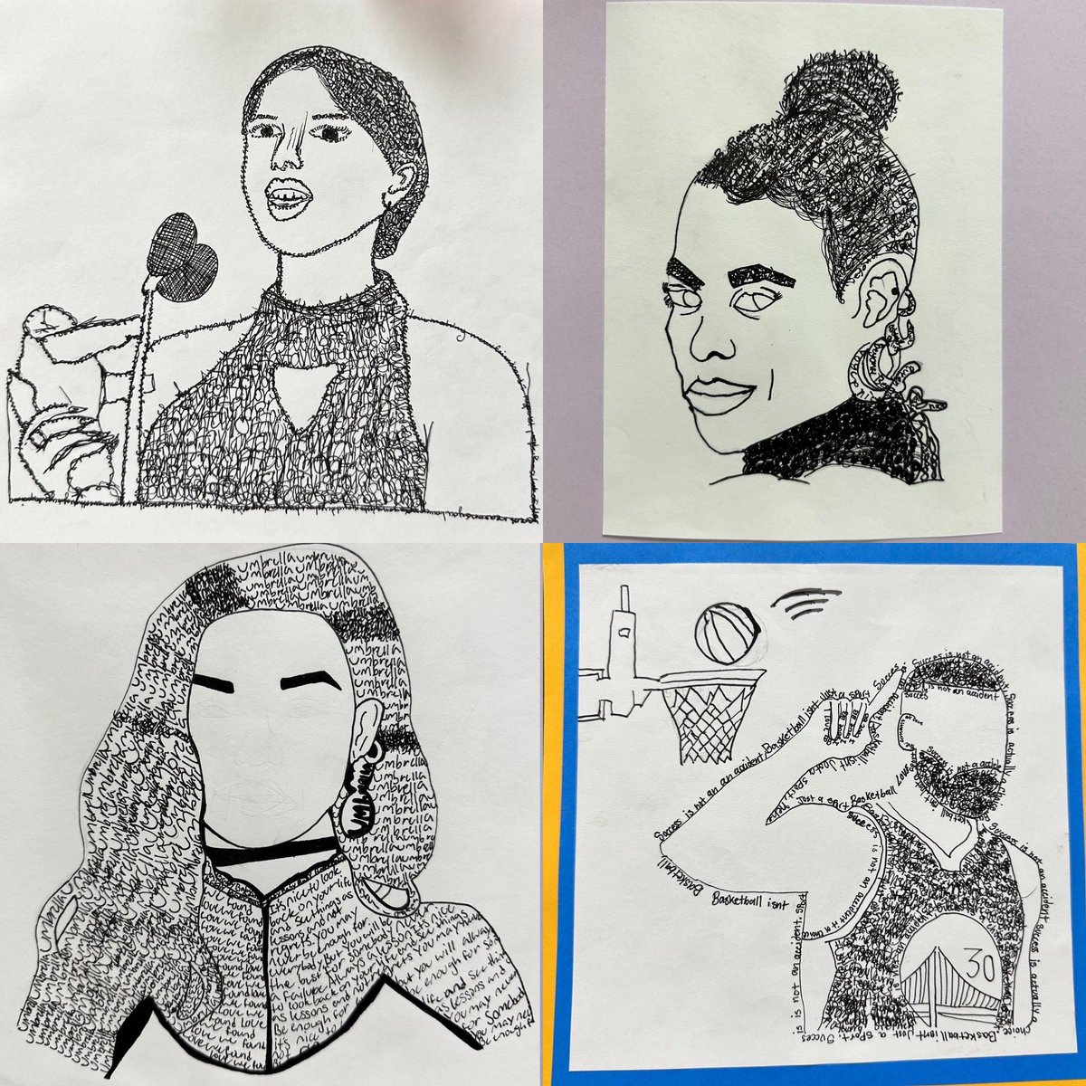 the_mrs_rz's tweet photo. @halley_es Check this out! Another amazing showcase from our talented #ArtTeacher @theveryvicky. 6th grade Hornets researched, designed, and created amazing portraits of inspiring people! #creativethinker Can you guess who we are? @Region4FCPS @JeffLonnett @klpeerman https://t.co/80n6LCjDIt