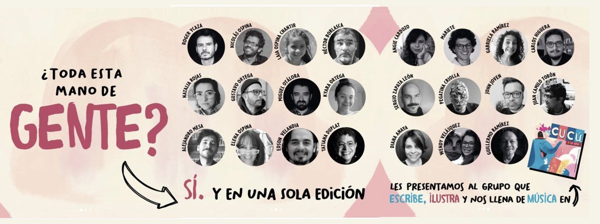 ¿Toda esta mano de gente en <a href="/RevistaCucu/">Revista Cucú</a>?
Sí!
<a href="/tatianaduplat/">Tatiana Duplat Ayala</a> <a href="/quepasamariete/">Mariete</a> <a href="/RogerYcaza/">Estudio Roger Ycaza</a> <a href="/JohnJoven_ills/">John Joven</a> <a href="/PegatinaCriolla/">Pegatina Criolla</a>  @hectorBorlasca <a href="/elenaOspina/">elena Ospina</a> <a href="/edsonvelandia/">Edson Andres Naranjo Velandia</a> <a href="/hugoguiramirez/">Guillermo Ramirez</a> instagram.com/p/Cn2-BlsJTdp/…