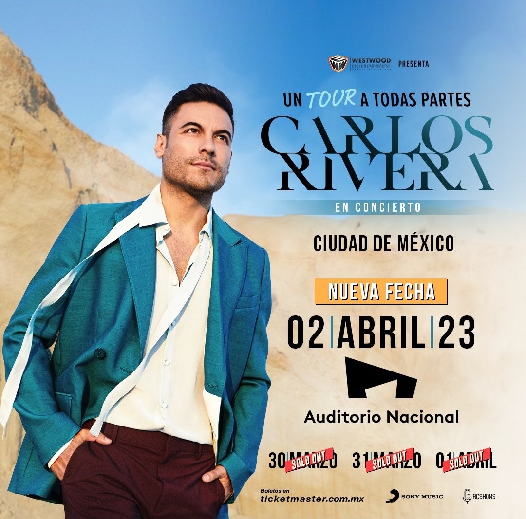 @ShowMxico2 @_CarlosRivera @AuditorioMx CONCIWRTOS 🎤

@_CarlosRivera abre una nueva fecha en el @AuditorioMx con Un Tour a Todas Partes.

#Conciertos #Musica #MasQueShow