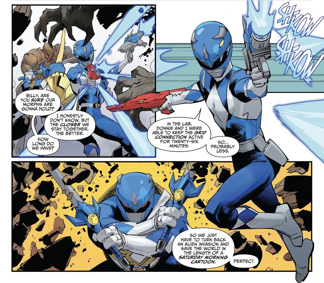 MIGHTY MORPHIN POWER RANGERS/ TEENAGE MUTANT NINJA TURTLES II #2 is out today,  amazing script by @ThatRyanParrott and spectacular colors by Raúl Angulo #mmpr #tmnt 