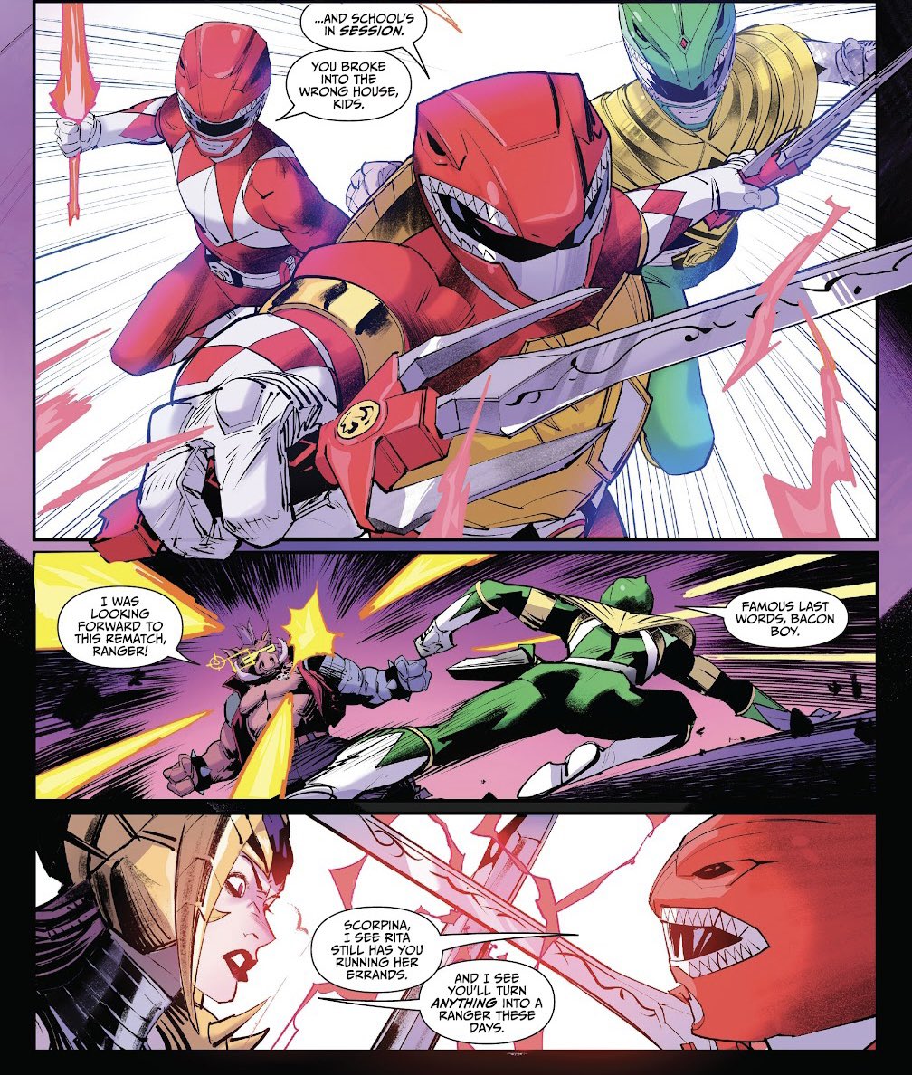 MIGHTY MORPHIN POWER RANGERS/ TEENAGE MUTANT NINJA TURTLES II #2 is out today,  amazing script by @ThatRyanParrott and spectacular colors by Raúl Angulo #mmpr #tmnt 