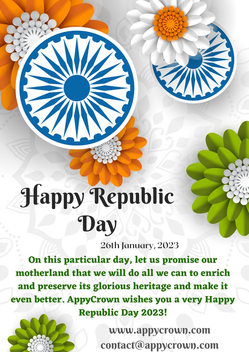 AppyCrown's tweet photo. AppyCrown Wishes Everyone a Happy Republic day!

#RepublicDay2023
#GrownIndia
#Salesforce
#AppyCrown
#Team https://t.co/rOBfAPWFbU