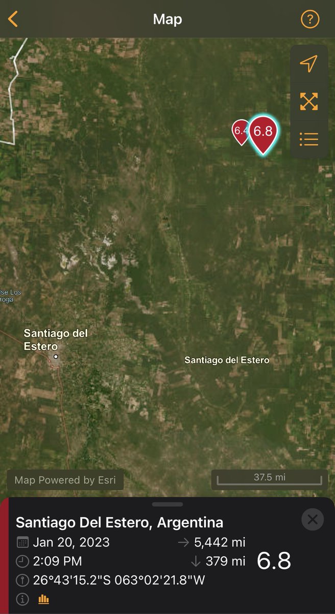 FidiMwero's tweet photo. ⁦@DrLucyJones⁩ I’m curious what your commentary is on this pair of M6s in the middle of Argentina. Is this a known area to generate such large quakes? https://t.co/phOGuR5N5R