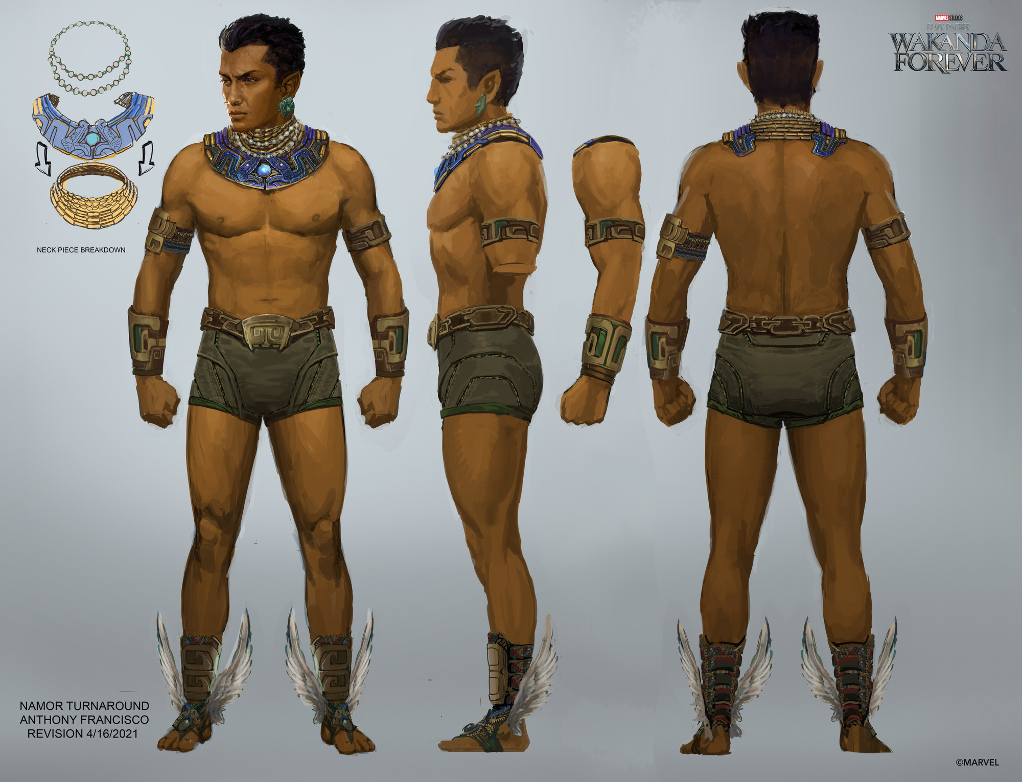 Anthony Francisco on X: "Here is the official turnaround of the final  design I did of Namor for Wakanda Forever ! Which will be streaming soon on  Disney+ I am so grateful