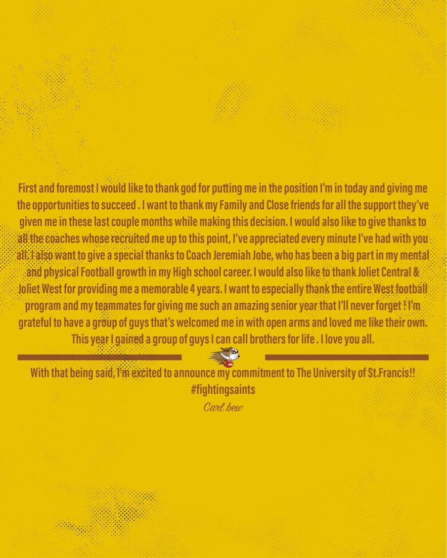 100% Committed🟤🟡! <a href="/JcurryJoe/">Joe Curry</a> <a href="/USFSaintsFB/">Fighting Saints Football</a>  <a href="/jtwestfootball/">Joliet West Football</a>        🎨 : <a href="/isak_aguilar/">Isak Aguilar</a>