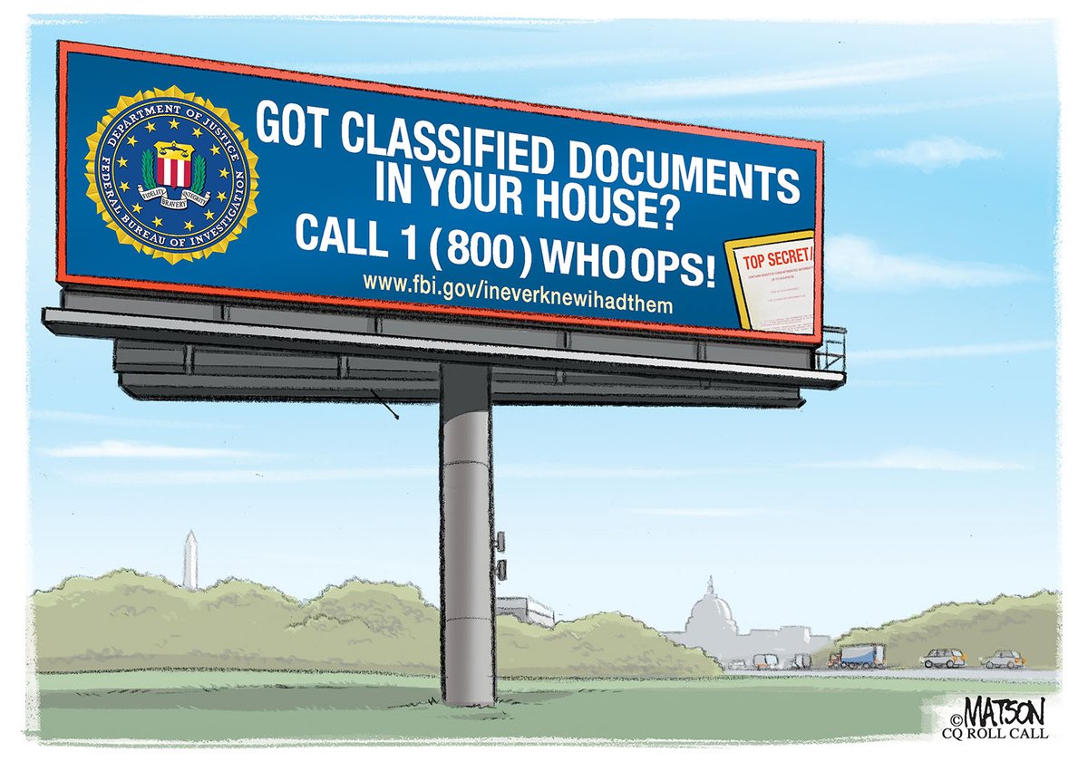 MatsonCartoons's tweet image. Sign of the Times #ClassifiedDocuments #ClassifiedDocs #FBI