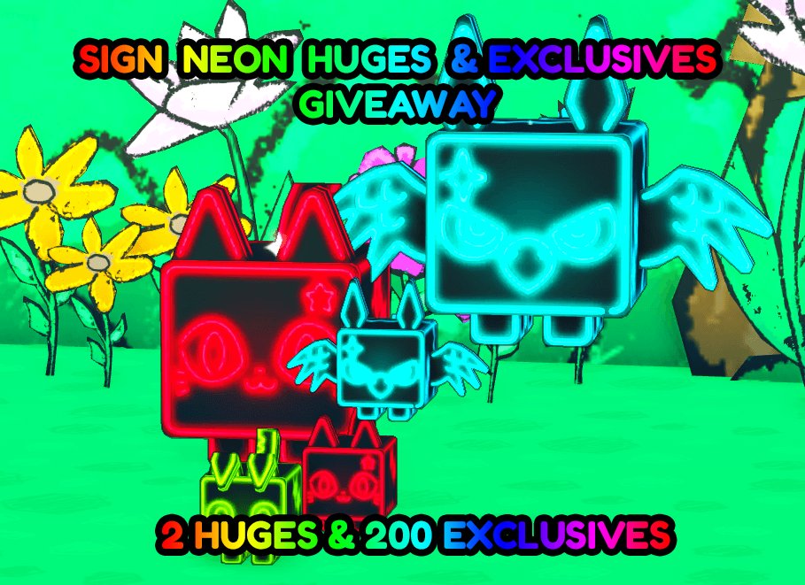 Massive giveaway. 1 Huge Neon Griffin, 1 Huge Neon Cat &amp; 200 neon exclusives. Winner in 5 days.

1: Like &amp; Retweet
2: Follow Me me &amp; <a href="/MrDoggo__YT/">MrDoggoYT</a> 
3: Subscribe to both
youtube.com/@fmlygaming
youtube.com/@MrDoggoRoblox
4: Comment with sub proof and Roblox Username