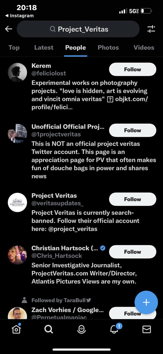 DoofCrypto's tweet photo. @elonmusk Why is @Project_Veritas not searchable? Never looked for them on Twitter before, but I heard of the Space they are hosting tonight regarding Pfizer and #DirectedEvolution. Attached is their Twitter page, my search results, and my attempt to tag the page in this tweet https://t.co/0unHmK3jvv