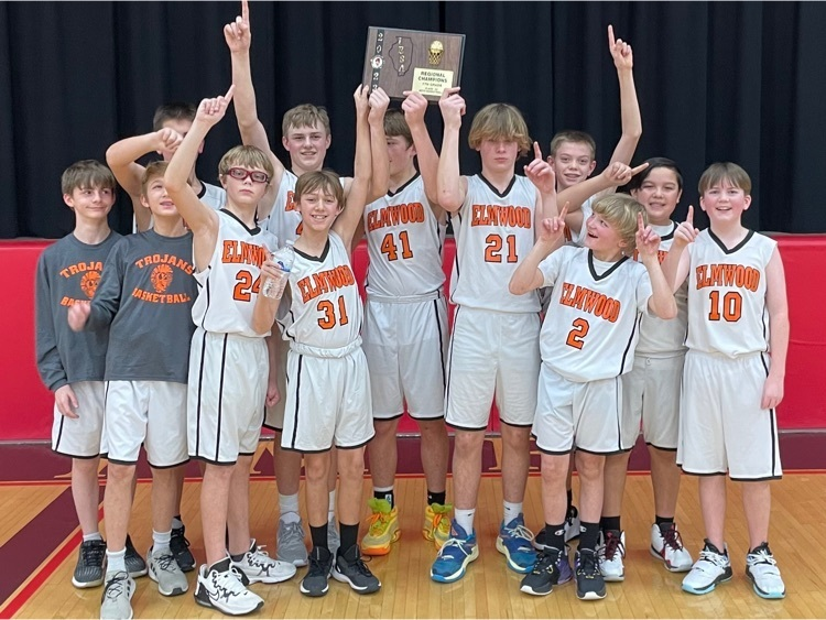 elmwood322's tweet photo. Congratulations to Coach Coulter and the Elmwood JH 7th grade boys basketball team’s 33-29 Regional win over Brimfield. #trojanforce322 https://t.co/yqJ1vy5A3S