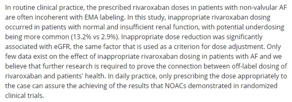 cardiomet_CE's tweet photo. 3c) We've seen this before with #DOACs
👉#apixaban: 🔓 https://t.co/IlIGa08S3K 
👉#rivaroxaban: 🔓 https://t.co/iZcAmoi4NF  

😱The real problem with #underdosing #DOAC: the pt absorbs the ⬆️🩸risk of #anticoagulation, even if subtherapeutic, but without intended #SPAF benefit! https://t.co/QHoZSVyn0x