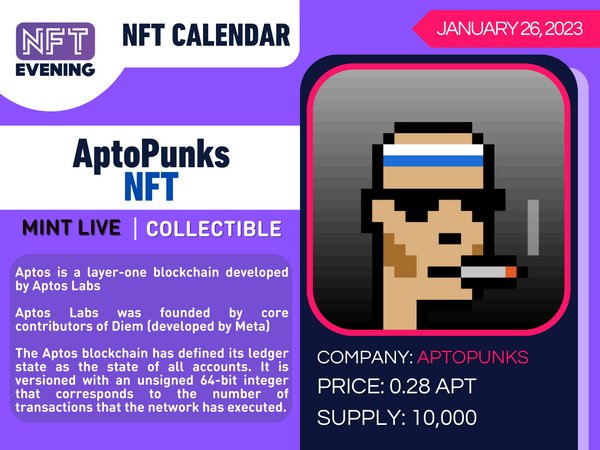 📅Minting Tomorrow! 🔨

- <a href="/AptoPunksNFTs/">AptoPunks | MINT LIVE</a>

#NFTs
