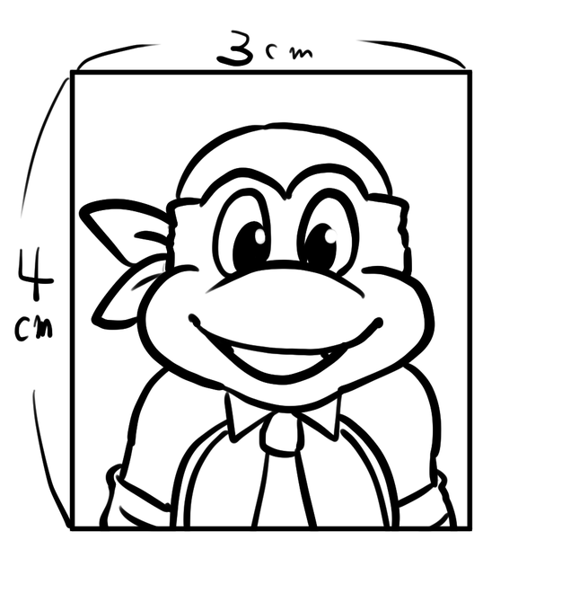 帰りに証明写真撮り忘れた男の証明写真のイラストです 