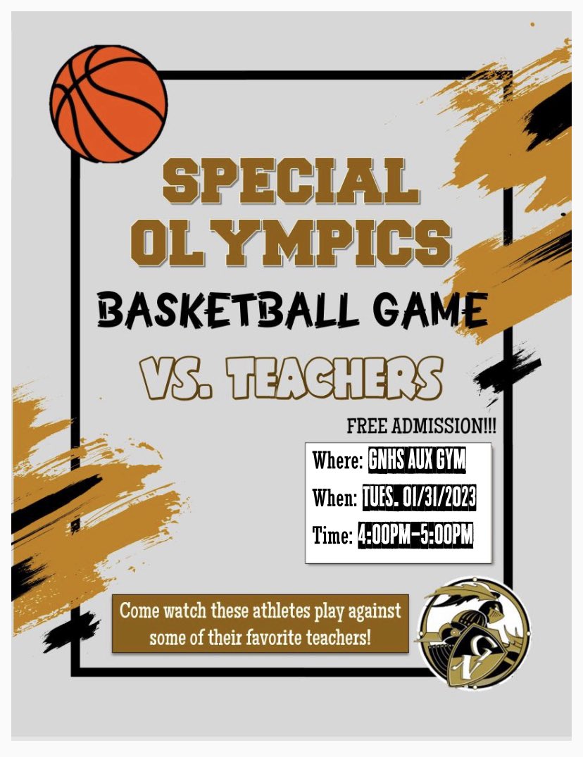 The Teacher vs. Athlete basketball game is next Tuesday 01/31 in the Aux Gym from 4pm-5pm. Come support! ❤️🏀