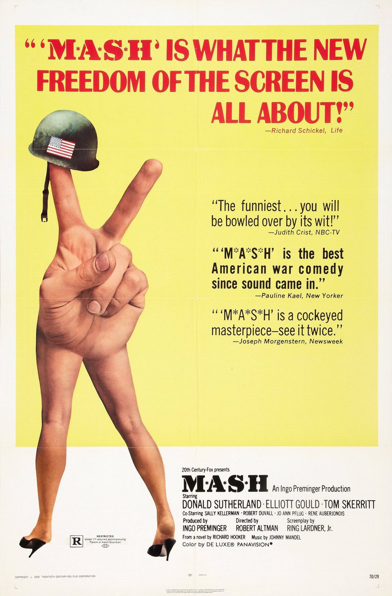 FilmNewsNos's tweet photo. ๐ฌ MOVIE HISTORY: 53 years ago today, January 25, 1970, the movie โM*A*S*Hโ opened in theaters!
#MASH #DonaldSutherland #ElliottGould #TomSkerritt #SallyKellerman #RobertDuvall #RogerBowen #ReneAuberjonois #DavidArkin #JoAnnPflug #JohnSchuck #CarlGottlieb #RobertAltman https://t.co/nxh4C9fztW