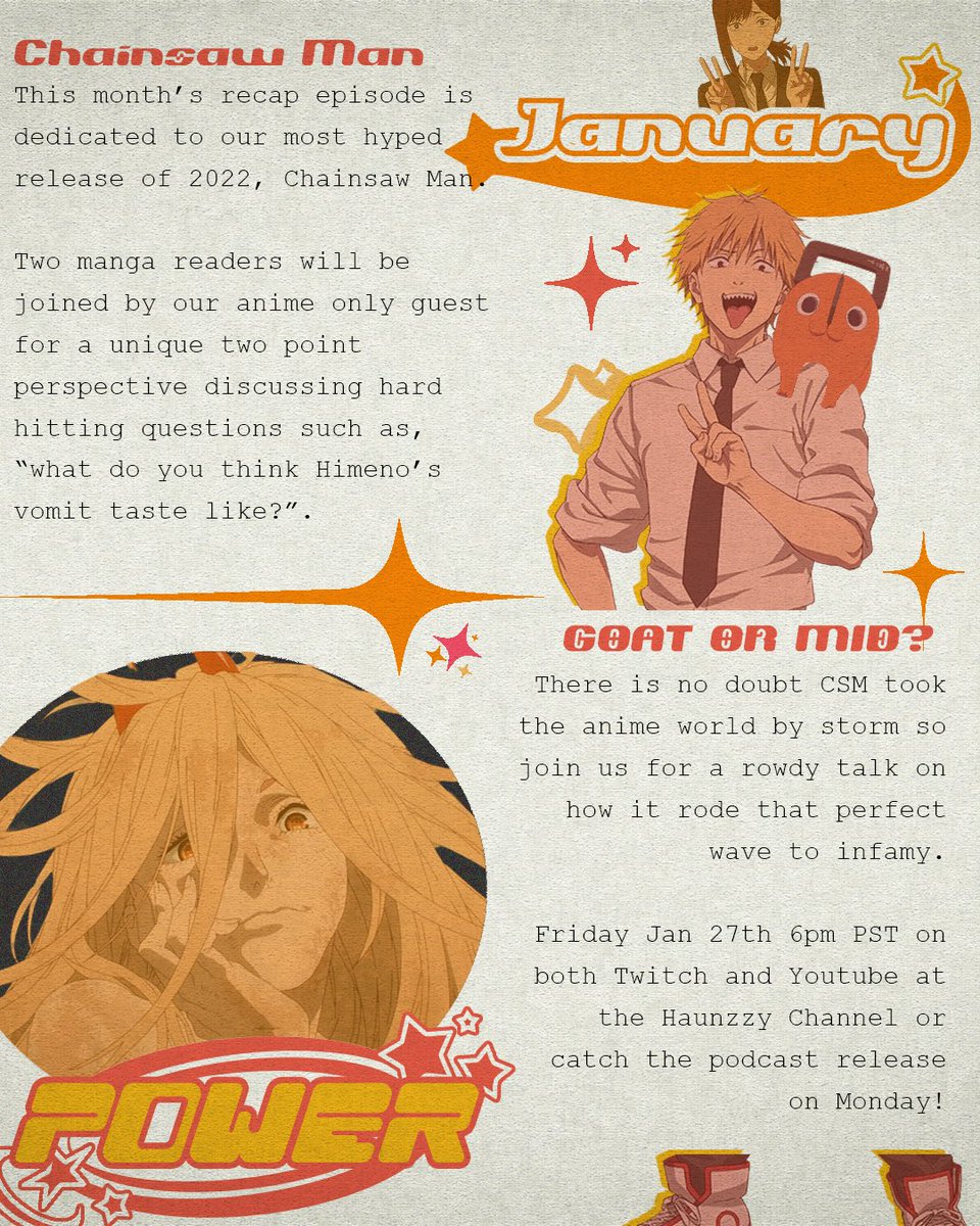 gnarcarlo's tweet photo. Graphics I made for the Monch Hours anime n manga podcast 💛🧡 https://t.co/PuUKc74yEF