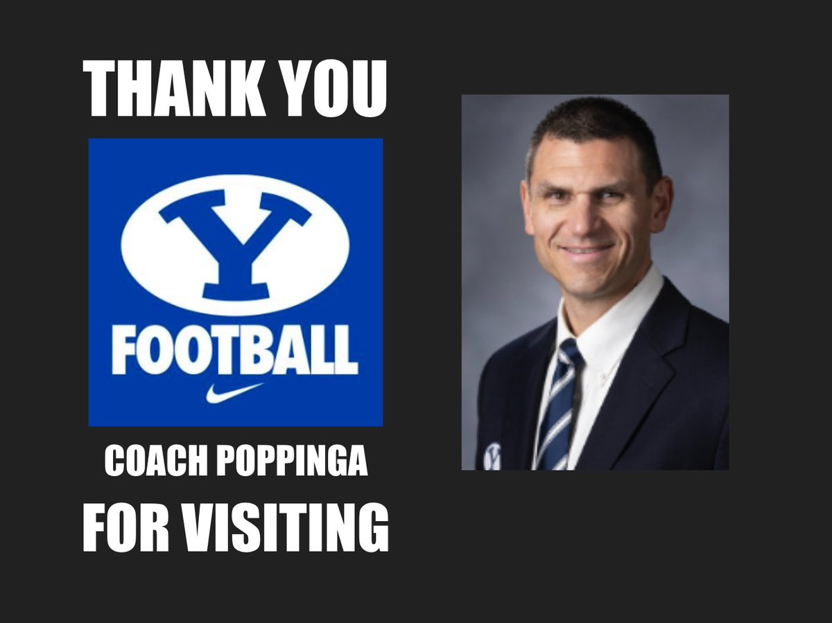 Thank you to Head Coach Kalani Sitake (@kalanifsitake), Coach Hill (@CoachJayHill) & Coach Poppinga (@Coach_Popp) from BYU for stopping by yesterday!