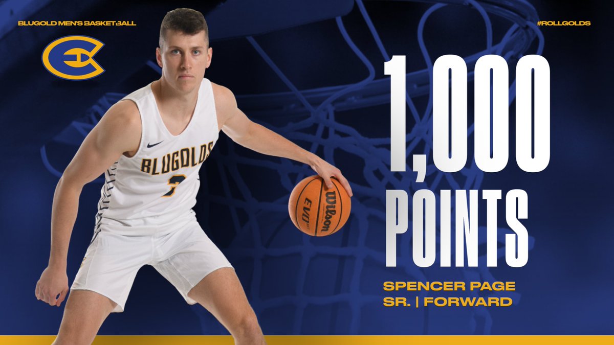 UWECblugolds's tweet photo. Congratulations to @UWECMBB's Spencer Page, who surpassed 1,000 career points in tonight's game against UW-River Falls! Way to go Spencer! #RollGolds https://t.co/HSQGLAyub6