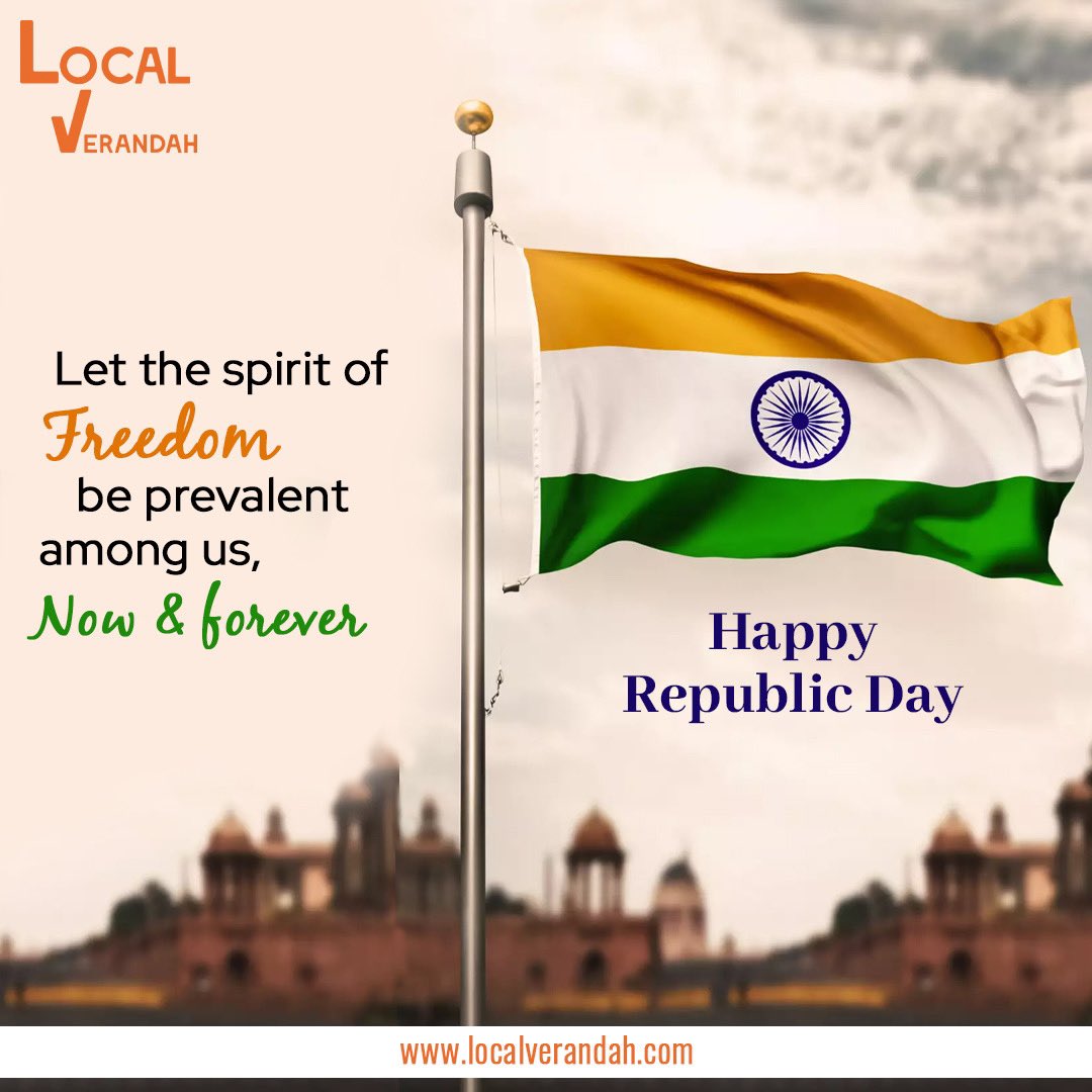 Local Verandah wishes every Indian a very Happy Republic Day! 🇮🇳💪😍

#LocalVerandah #HappyRepublicDay #RepublicDay2023 #India #Patriotism