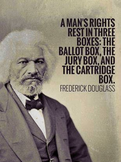 RT @zenrealtornyc: @ninaturner let's see what Frederick Douglass has to say on the subject of gun control.... https://t.co/yFfhW7Sxvp