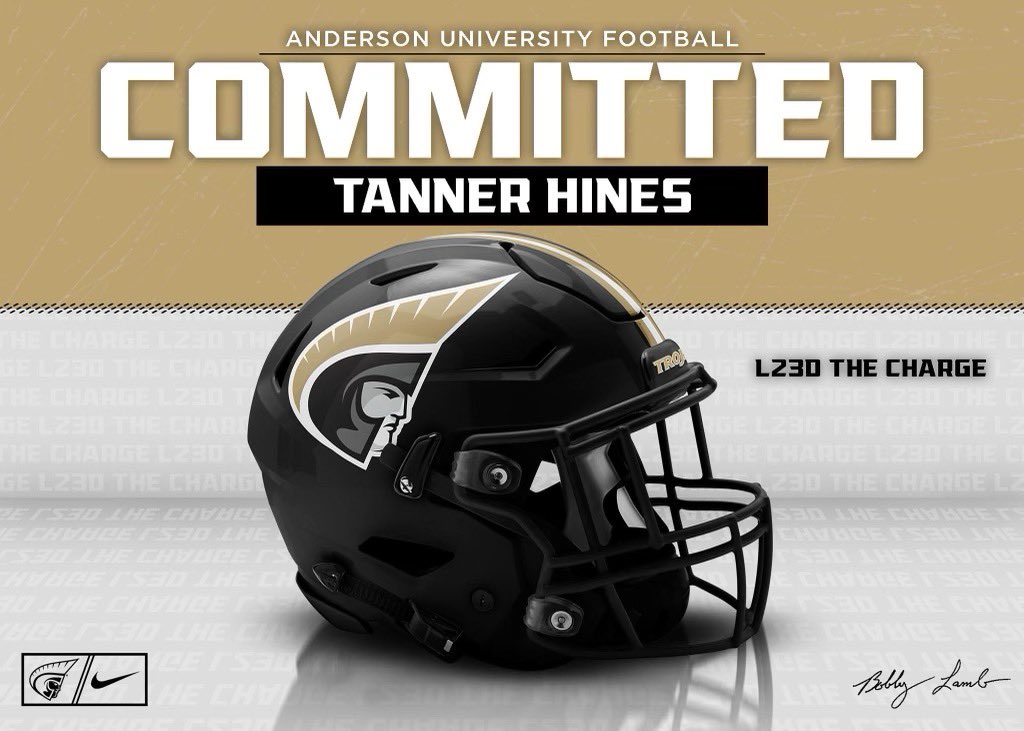 Tanner Hines (@tannerhines12) on Twitter photo After much prayer for guidance about my future, I’m excited for the opportunity to continue my academic and athletic career at Anderson University!! <a href="/AUTrojansFB/">Anderson Trojans Football</a> Thank you family and coaches! <a href="/coachhick/">Brett Hickman</a> <a href="/malikchevry/">Malik Chevry</a> <a href="/bobby_lamb/">Bobby Lamb</a> @palmetto_fb1 <a href="/CoachWash4/">Kevin Washington</a> <a href="/FlightSchoolPT/">FLIGHT SCHOOL</a> After much prayer for guidance about my future, I’m excited for the opportunity to continue my academic and athletic career at Anderson University!! <a href="/AUTrojansFB/">Anderson Trojans Football</a> Thank you family and coaches! <a href="/coachhick/">Brett Hickman</a> <a href="/malikchevry/">Malik Chevry</a> <a href="/bobby_lamb/">Bobby Lamb</a> @palmetto_fb1 <a href="/CoachWash4/">Kevin Washington</a> <a href="/FlightSchoolPT/">FLIGHT SCHOOL</a>