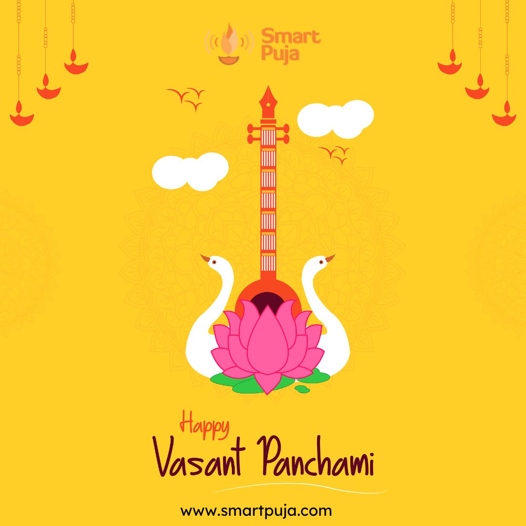 SmartPuja108's tweet photo. May the vibrancy of color Yellow fill our lives with love and light this Vasant Panchami. May the blessings of Maa Saraswati bestow knowledge and wisdom. Happy Vasant Panchami!

#BasantPanchami #saraswatipuja #smartpuja https://t.co/X0T0q140Nc