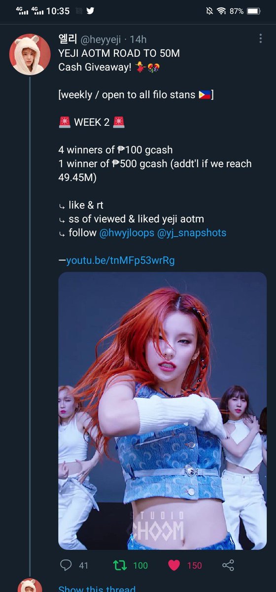 itzysclaudia's tweet photo. @heyyeji @hwyjloops @yj_snapshots let's go for 50M badge! 🔥
https://t.co/hE9tT0kOHK https://t.co/1iBQ1oaMK6