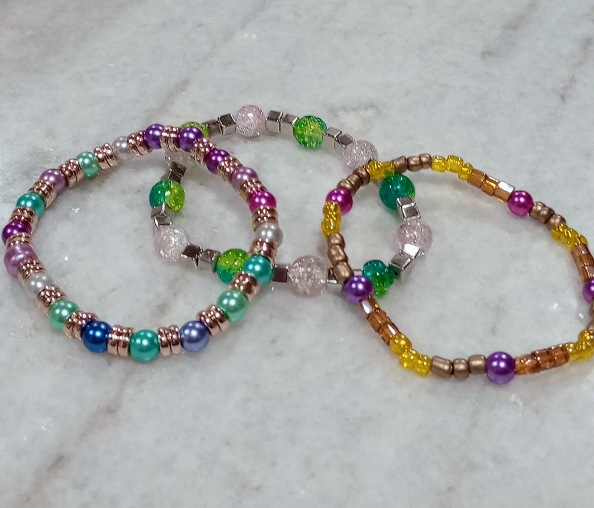 Tonight's beautiful bracelets! These will be going to the consignment shops!! Can't list them all ❤️

#bracelets #handmade #beads #stretchbracelets #JewelryMaking #cuteaccessories #colorful #multicolorjewelry #giftideas
