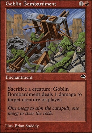 oMatheusB's tweet photo. @mtg_ds There is not a single art that represents how to use the card better than Goblin Bombardment and I'm gonna die on this hill. https://t.co/fVyhPBfj1e