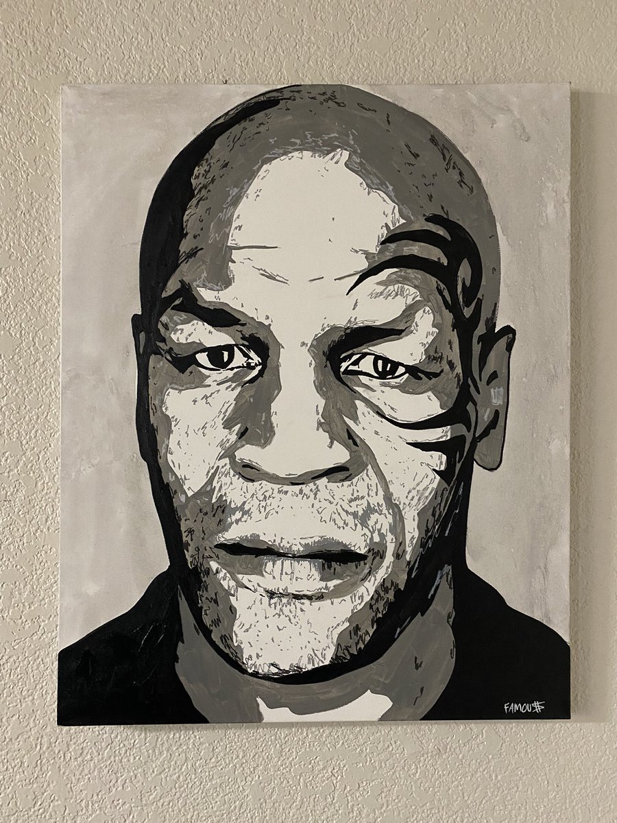 Mike Tyson 24x30 inch painting by #JohnFamousArt #MikeTyson #BaddestManOnThePlanet #IronMike #Boxing #KnockoutKing #KO #KnockOut #Vegas #FightWeek #Mma #TysonRanch @miketyson @tysonranchofficial #MikeTysonCollection