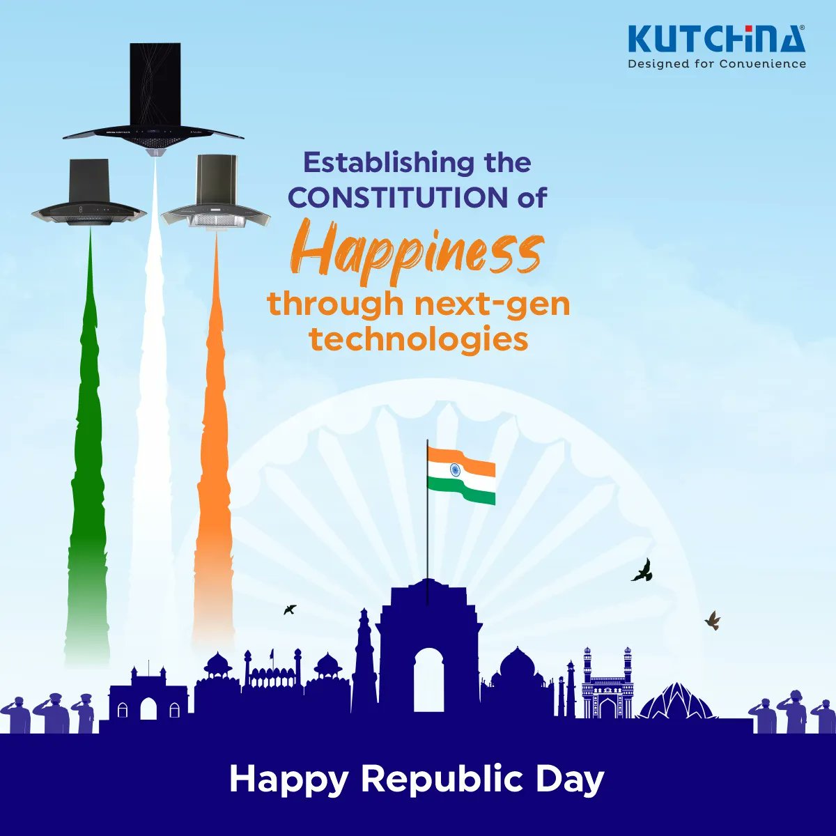 When it comes to making your kitchen chores convenient, we let our imagination take flight, combining essentiality and elegance!
We thank-you for inviting us into your homes and making us a part of your lives – wishing you a #HappyRepublicDay.
#KutchinaKitchens #RepublicDay