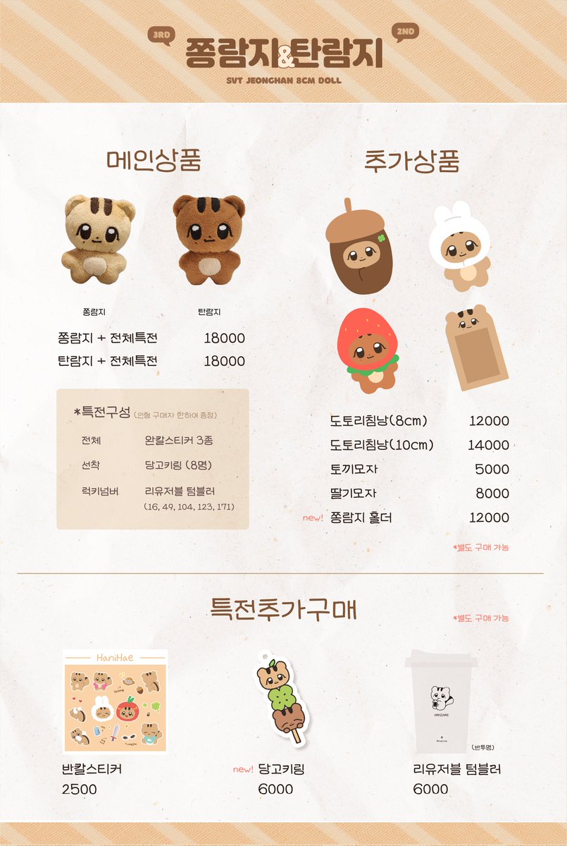세븐틴 #정한 8cm인형💛쫑람지&amp;탄람지 2차•3차
📅 23. 1. 27 17:00 - 2. 5 23:59
📎 witchform.com/deposit_form/3…
RT+FOLLOW 추첨 2분께 람지세트를 보내드립니다🐿🐿
(국내주소한정)
