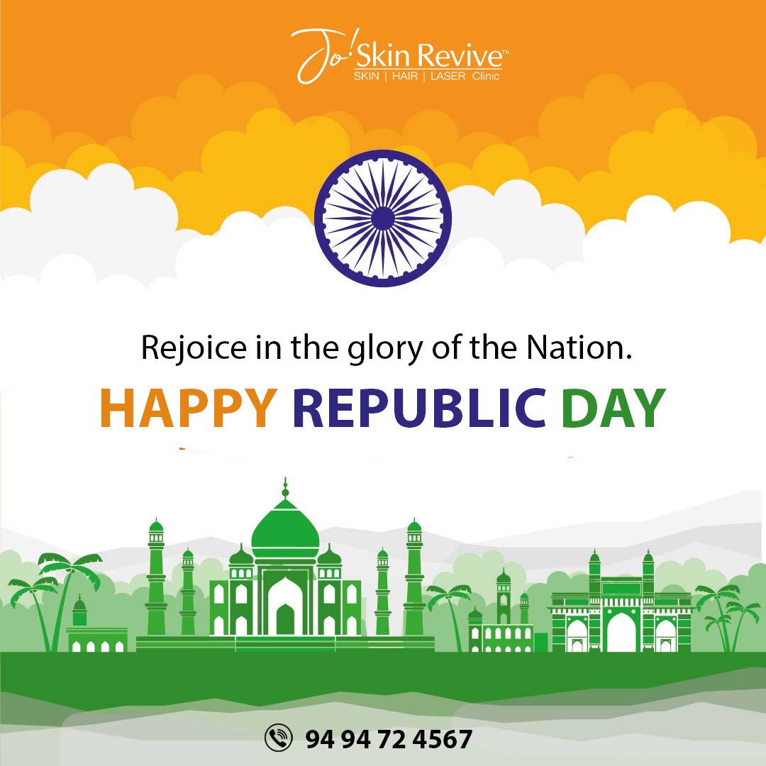 Jo! Skin Revive family wishes you a Happy Republic Day.
.
. 
.
#happyrepublicday #republicday #republicdayindia #proudindian #skin #hair #skincare #haircare #bestdoctor #bestdermatologist #bestdermatologistinvizag #dermatologist #cosmetologist #clinicinvizag #joskinrevive