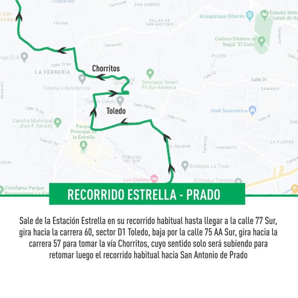 Cootrasana's tweet photo. ⚠️ INFORMACION IMPORTANTE ⚠️

Por arreglos en la vía sector Ferrería, la ruta PRADO ESTRELLA modifica su recorrido a partir de mañana jueves 26 de enero

Conoce en detalle el desvió temporal 👇 https://t.co/VZu9FPfvh1