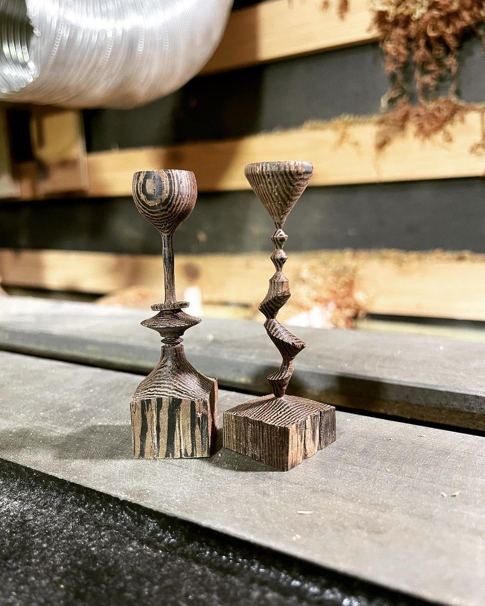 Do you like the asymmetry in this pieces? I really enjoyed the process and, as you can see, just giving them a little center offset really makes the result very different.

#wood
#woodworking
#woodtorning
#art 
#asymmetry
#symmetry