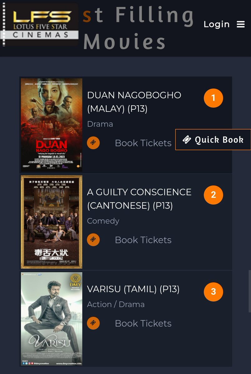 #Varisu Trending Top3️⃣ movie at Malaysia 🇲🇾🔥

Trending 3️⃣rd at LFSCinemas 
Fast Filling Bookins 💥⚡

Still Searching some‼️👀

@actorvijay @dmycreationoffl