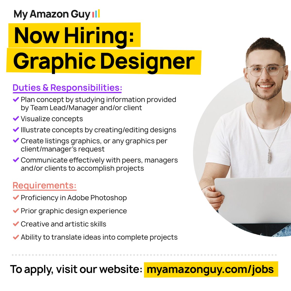 MyAmazonGuy's tweet image. Do you have experience in graphic design with a strong portfolio of A+ content? If you think this is you, My Amazon Guy welcomes you to apply!

To apply, kindly send your applications to: myamazonguy.com/jobs

#remotework #jobsph #jobposts #myamazonguy