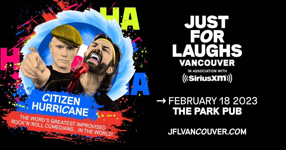 David and Ken (@davidandken) on Twitter photo @davidandken are Citizen Hurricane the world's greatest improvised rock'n'roll comedy act in the world!
FEB. 18th 8pm! Park Pub 1755 Davie St.
Just For Laughs VANCOUVER in association with Sirius XM Best of the West
TIX: jflvancouver.com
#JFLVAN2023 <a href="/JFLVancouver/">Just For Laughs VANCOUVER</a> #comedy @davidandken are Citizen Hurricane the world's greatest improvised rock'n'roll comedy act in the world!
FEB. 18th 8pm! Park Pub 1755 Davie St.
Just For Laughs VANCOUVER in association with Sirius XM Best of the West
TIX: jflvancouver.com
#JFLVAN2023 <a href="/JFLVancouver/">Just For Laughs VANCOUVER</a> #comedy