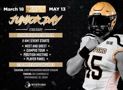 Jmattison55 (@jmattison55) on Twitter photo I’ll be attending Jr. Day at Wofford on march 18th I would like to thank <a href="/CoachWatson_24/">Devin Watson</a> <a href="/CoachRGreene/">Rob Greene</a> for the invite I’ll be attending Jr. Day at Wofford on march 18th I would like to thank <a href="/CoachWatson_24/">Devin Watson</a> <a href="/CoachRGreene/">Rob Greene</a> for the invite