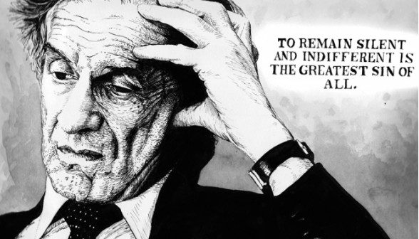 BucksCoBeacon's tweet photo. .@CBSDSchools forced a librarian to remove a quote from his door by Holocaust survivor Elie Wiesel: “We must take sides.Neutrality helps the oppressor, never the victim.Silence encourages the tormentor, never the tormented." BC of Policy 321 this isn't considered fair &amp; balanced. https://t.co/laqeQ3mBlV