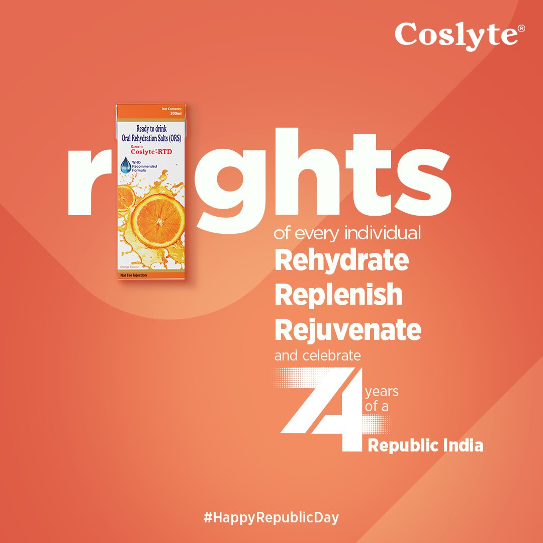 ORSCoslyte's tweet photo. Let’s celebrate 74 years of the Republic India that offers significant rights to every individual. Coslyte wishes you all a Happy Republic Day. 🇮🇳

To know more about rehydration, visit us at
https://t.co/jsxsC8ncHw

#ORSCoslyte #HappyRepublicDay #ConstitutionOfIndia #India https://t.co/Hr8osAY9Cb