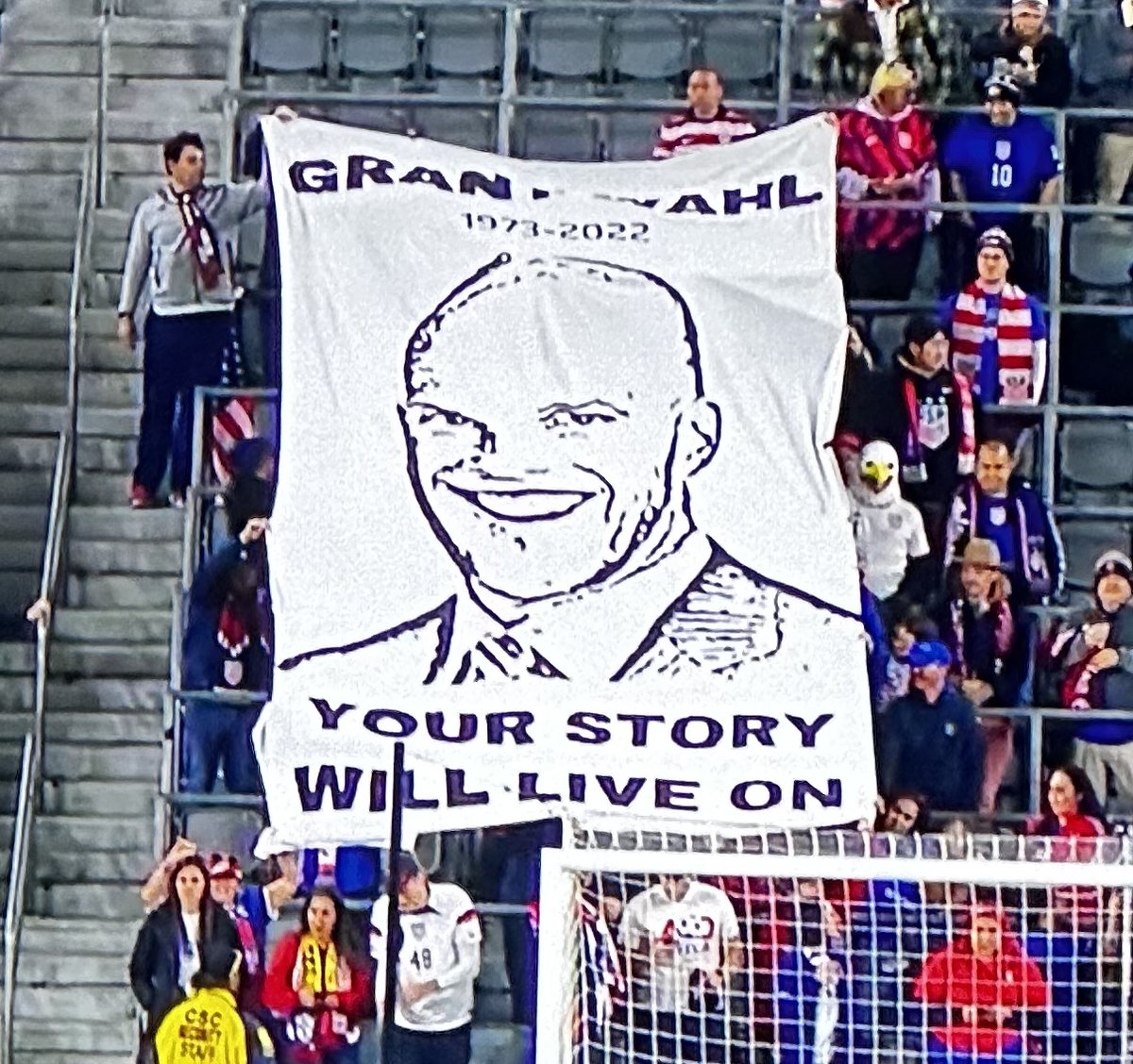 Nice tribute in the stands to Grant Wahl.