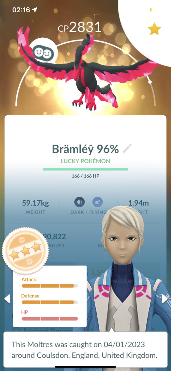 luke_northy's tweet photo. Traded my G Bird Moltres from alt account to my main managed to get a 96% lucky trade not too shabby !! #pogo #PokemonGO #gbird 
@ItsFleeceKing @MYSTIC7 @pokedaxi @pogo_central @PokemonGoApp https://t.co/QhoZ7pyEkz