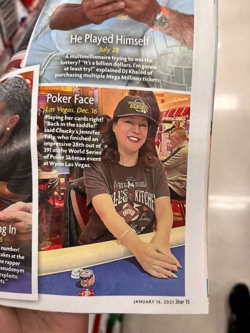 SPOTTED: @JenniferTilly appeared in last week’s edition of #StarMagazine depicting her time in Las Vegas following her @WIPHOF induction on December 14, 2022.

[Tip/image courtesy of @/your__favorite_hailey1 via Instagram]