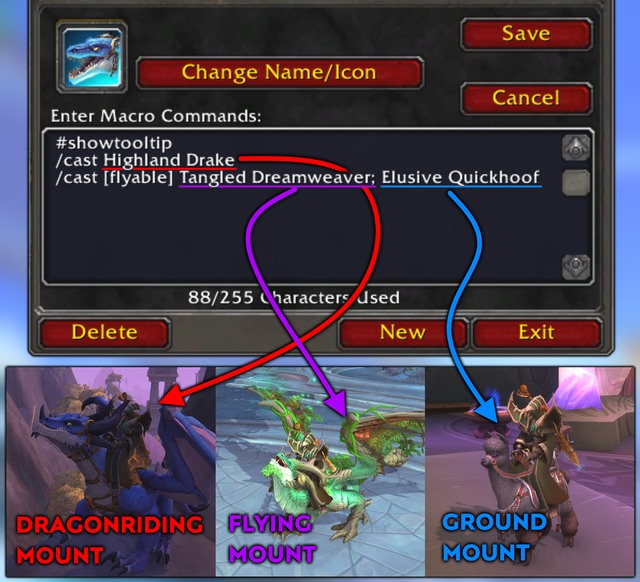 WarcraftMeme's tweet photo. You can use this simple macro to make one button to summon your favorite dragonriding/flying/ground mount.

#warcraft #worldofwarcraft #Dragonflight https://t.co/ZgObrwpBQW