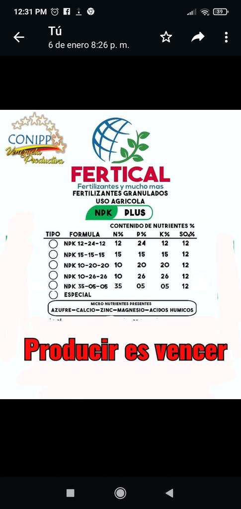 CONIPP21's tweet image. Tenemos abono fertical
En callabozo para tod guarico gobernador estamos a su orden 04262885022