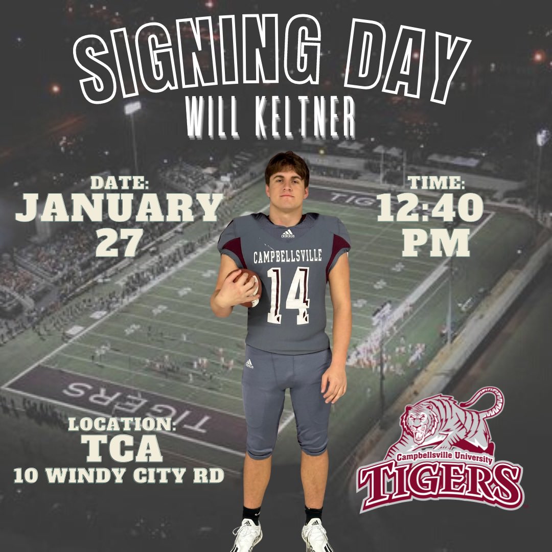 I’m signing with <a href="/CvilleTigersFB/">Campbellsville Football</a> on Friday at school. Tiger Up!