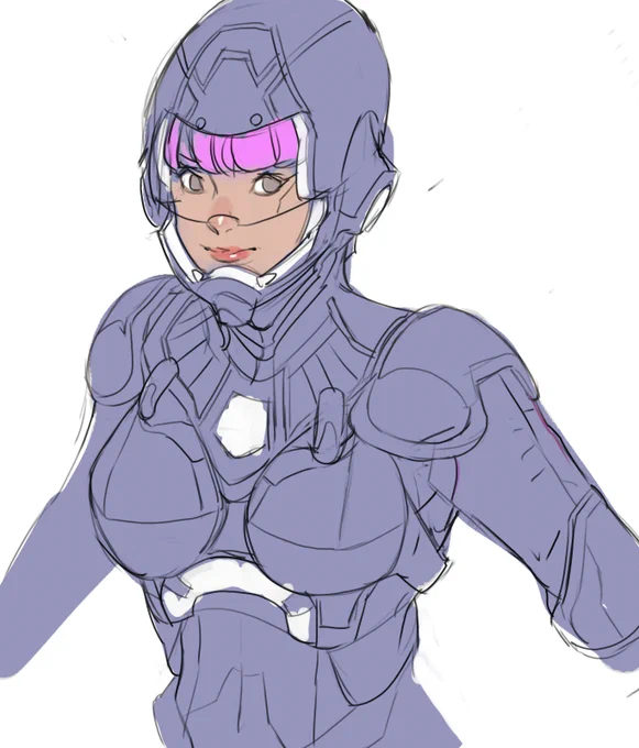 アイアンマンみたいな女の子を描こうと思ったけど、ボーグマンっぽくなった 