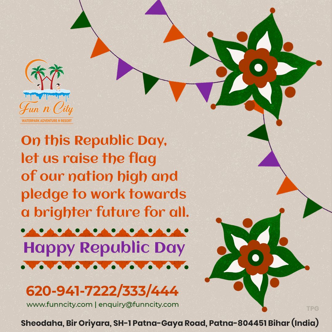 FunnCityPatna's tweet photo. On this Republic Day, let us raise the flag of our nation high and pledge to work towards a brighter future for all.
Happy Republic Day
For booking call: 6209417222
#happyrepublicday #republicdayindia #happyrepublicdayindia #happyrepublicday2023 #funncitypatna  #funncity https://t.co/Npg0bxc5st