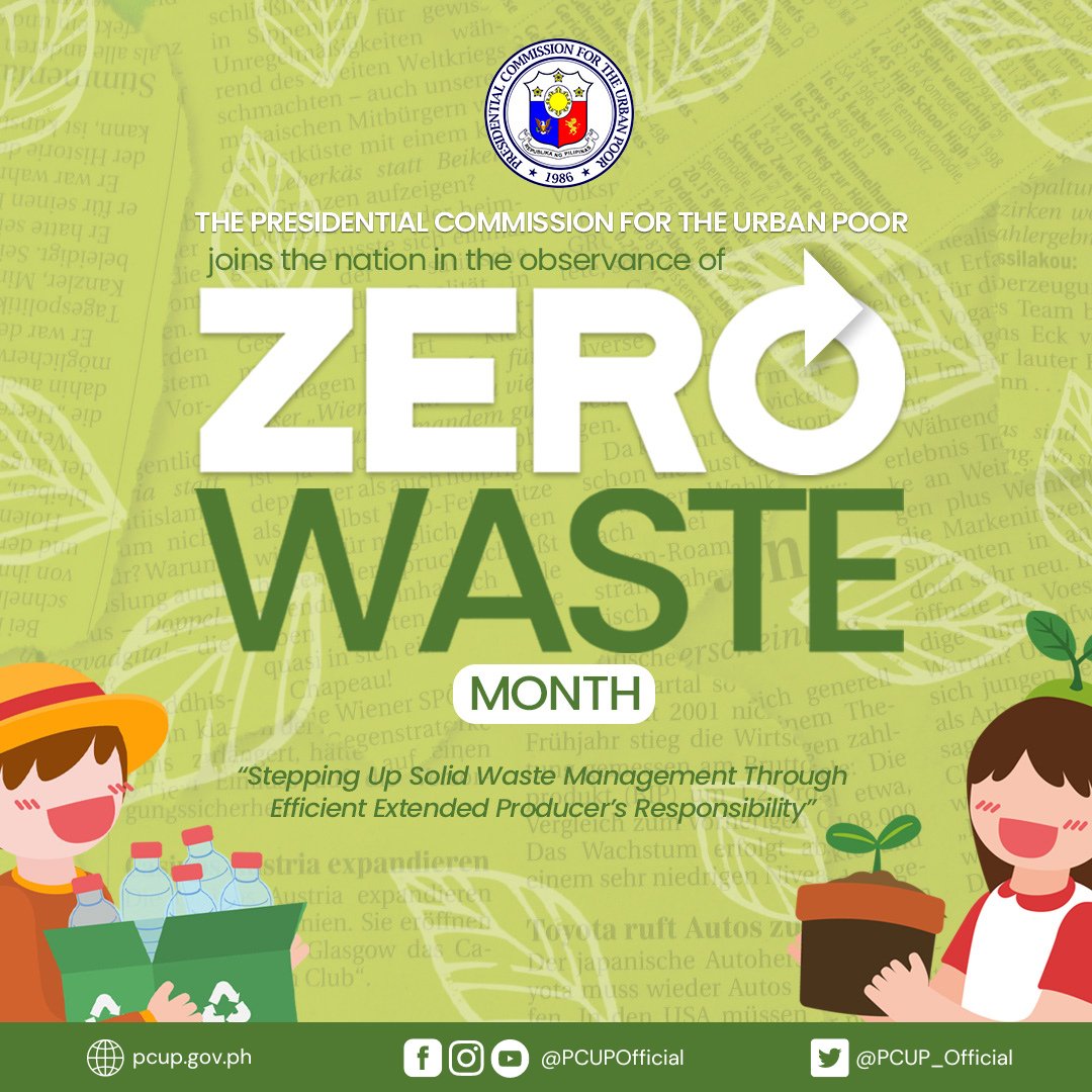 Ang Buwan ng Enero ay 𝗭𝗘𝗥𝗢 𝗪𝗔𝗦𝗧𝗘 𝗠𝗢𝗡𝗧𝗛!

#ZeroWasteMonth #ZeroWasteMonth2023 #IZWM2023 #ZeroWasteZeroEmission
#GoForZeroWaste #ZeroWasteOurFuture