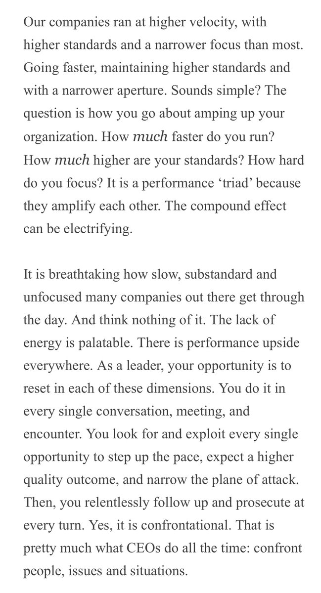 david_perell's tweet image. One of the best mantras I know for running a company: increase your speed, raise your standards, narrow your focus.